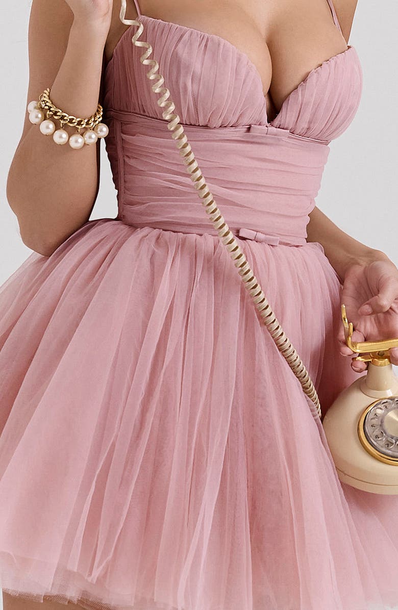 HOUSE OF CB Princess Tulle Fit & Flare Evening Dress, Alternate, color, Adobe Rose