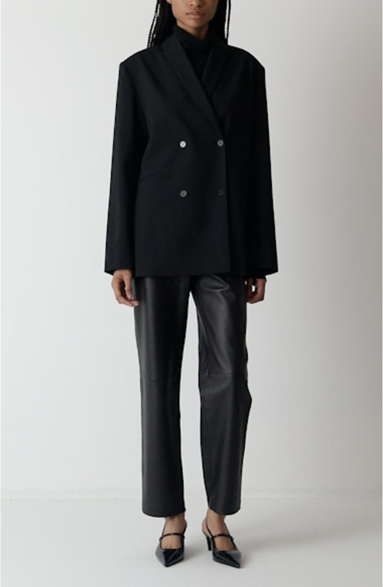 Cobe Lambskin Leather Straight Leg Pants, sales video thumbnail