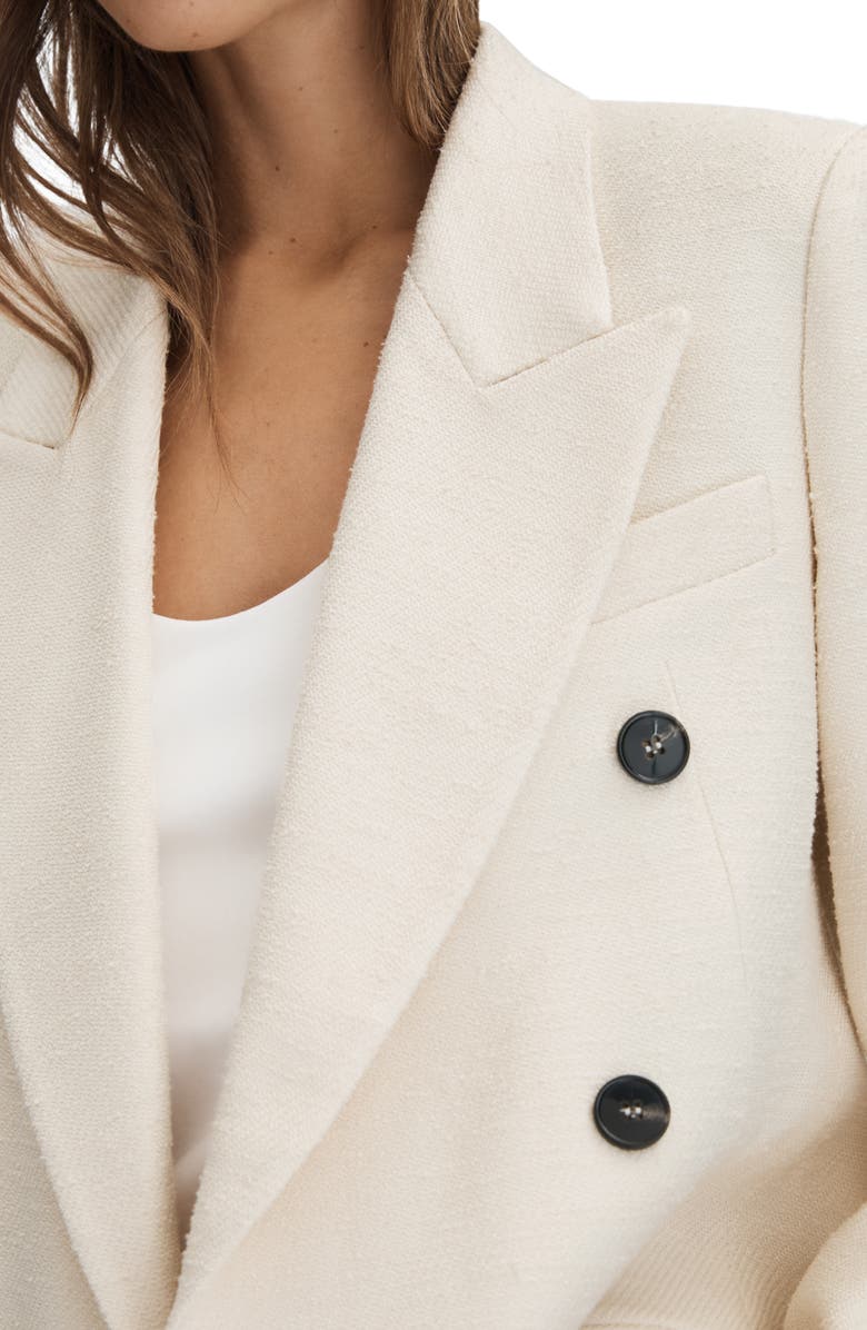 Reiss Bronte Textured Double-Breasted Blazer, Alternate, color, White