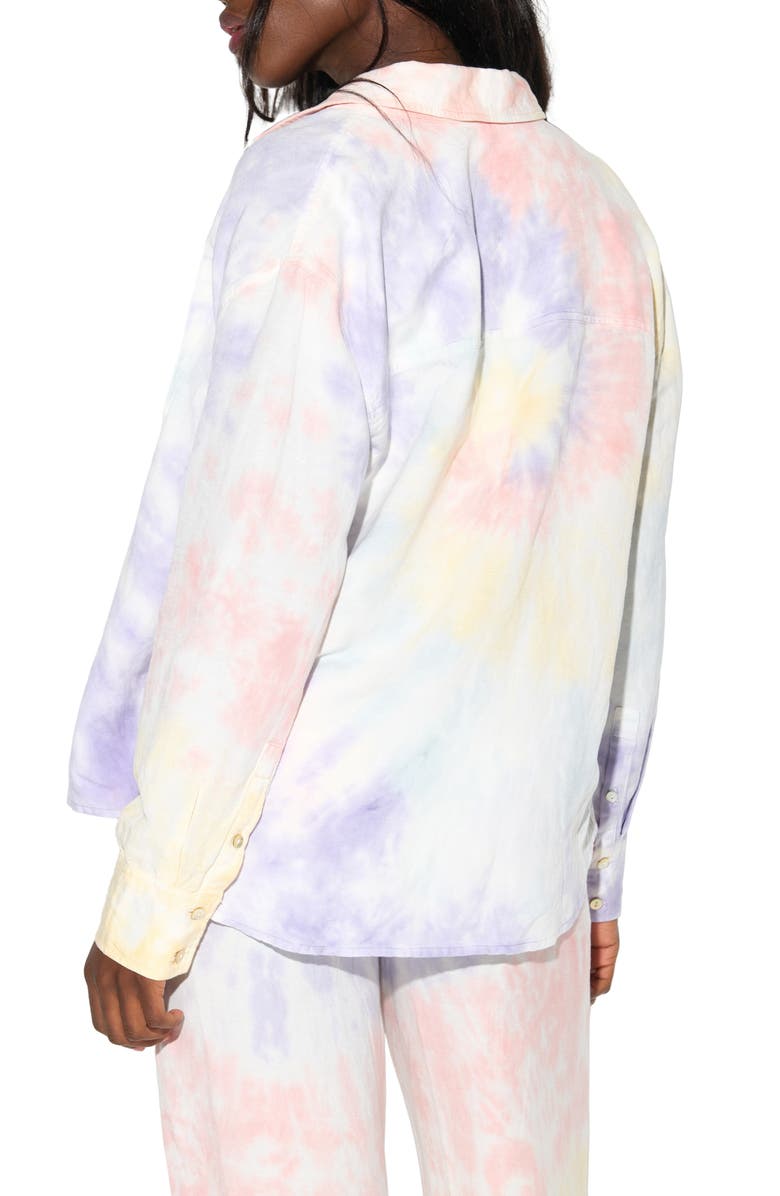 Spiritual Gangster Beaudry Embroidered Linen Blend Button-Up Shirt, Alternate, color, Wisteria Multi