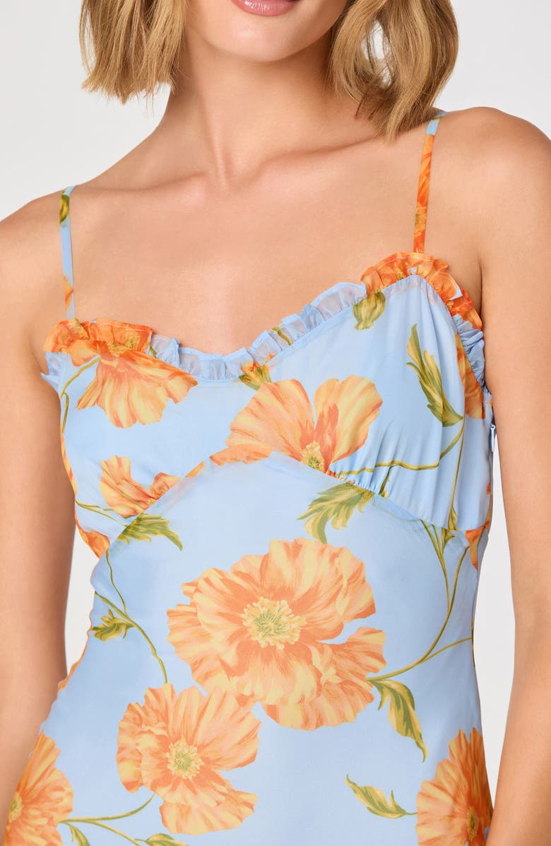 ASTR the Label Maeryn Floral Chiffon Maxi Dress, Alternate, color, Blue Orange Floral