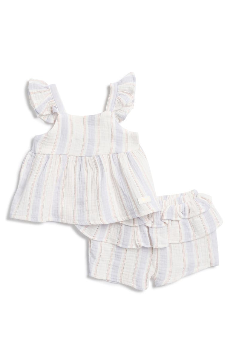 7 For All Mankind Stripe Gauze Top & Bloomers Set, Main, color,
