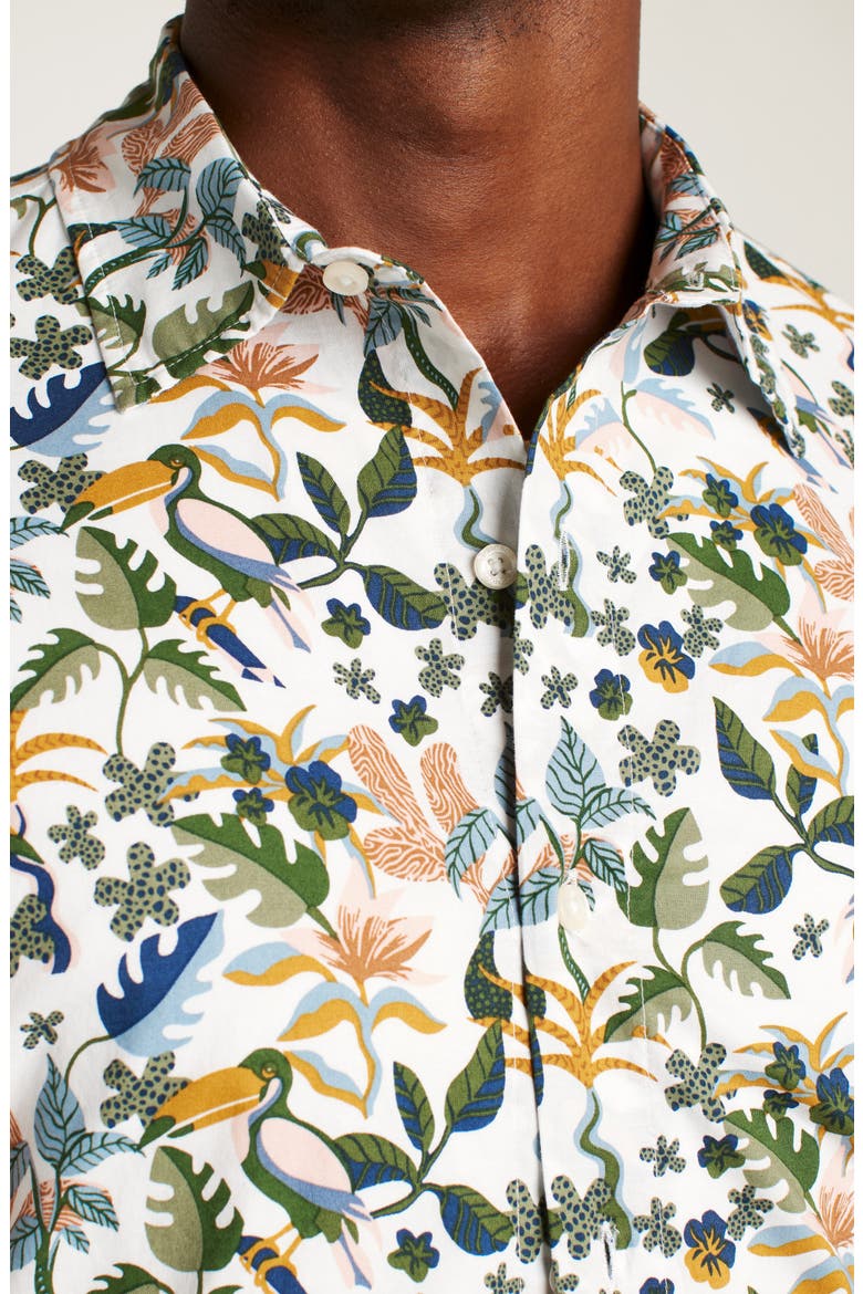 Riviera Botanical Short Sleeve Button-Up Shirt, Alternate, color, TOUCAN PARADISE