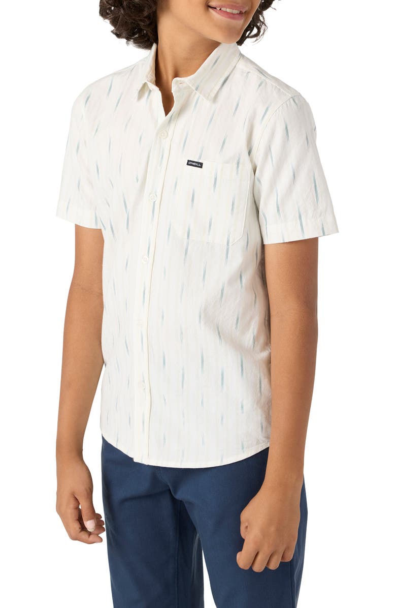 O'Neill Kids' Seafaring Ikat Short Sleeve Cotton Button-Up Shirgt, Alternate, color,