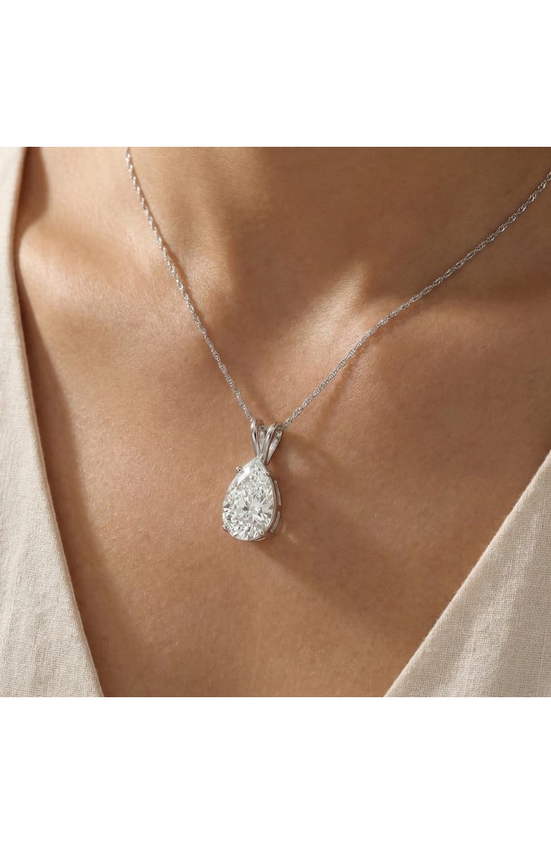 Bliss Diamond 3 Ct Pear Shape Solitaire Lab Grown Diamond Pendant 14k Gold Necklace, Alternate, color, 14K White Gold