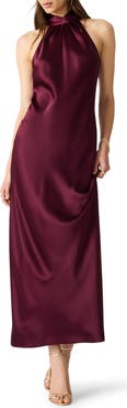Steve Madden Alanah Halter Neck Satin Midi Dress