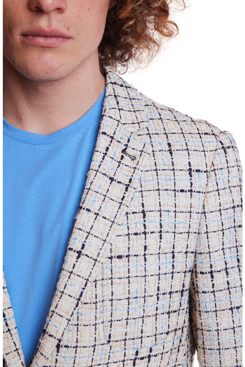 Dover Slim Fit Textured Plaid Sport Coat, Alternate, color, BEIGE NAVY CHECK