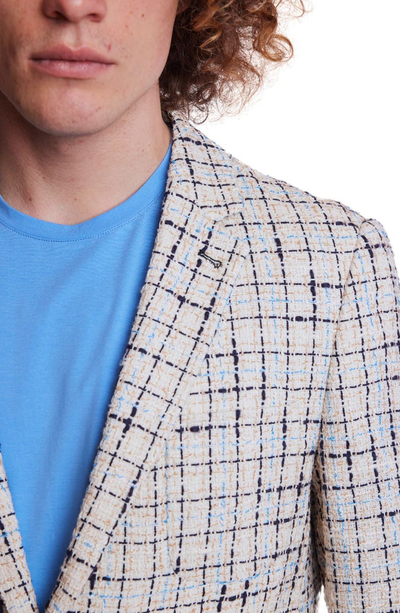 PAISLEY & GRAY Dover Slim Fit Textured Plaid Sport Coat, Alternate, color, Beige Navy Check
