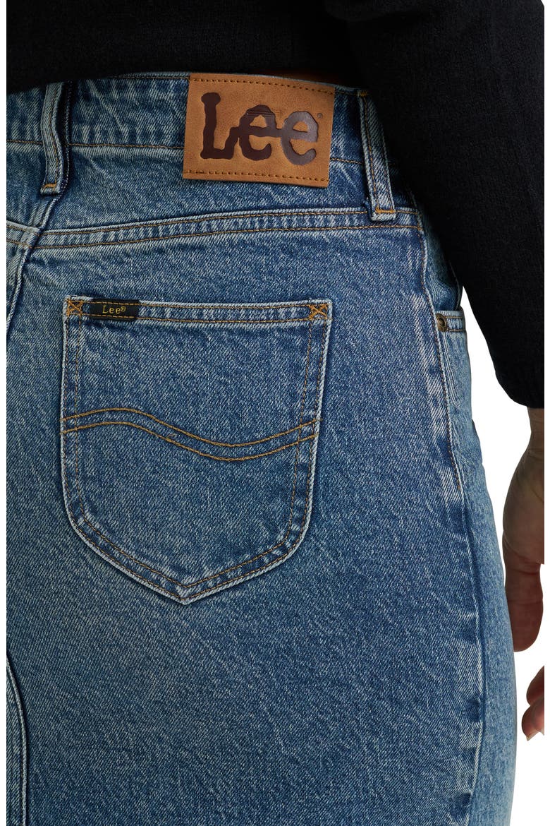 Zip Front Denim Skirt, Alternate, color, INDIGO CAST