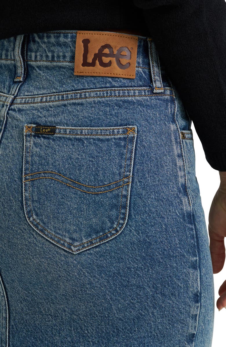 Lee Zip Front Denim Skirt, Alternate, color, Indigo Cast