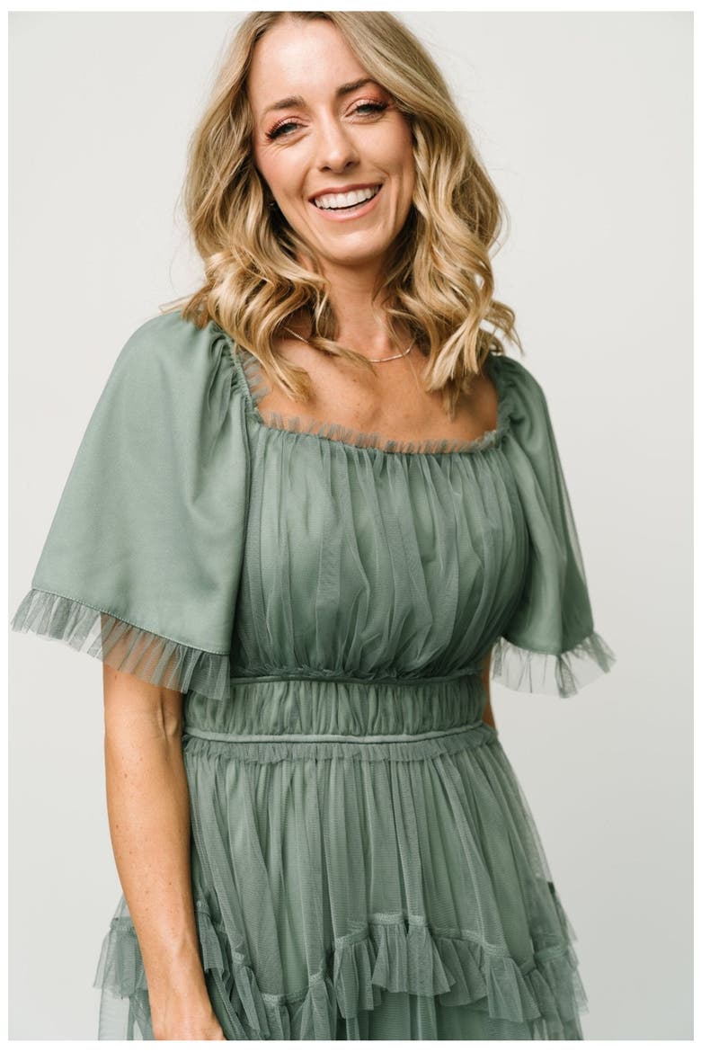 Magdalena Tulle Maxi Dress, Alternate, color, Eucalyptus