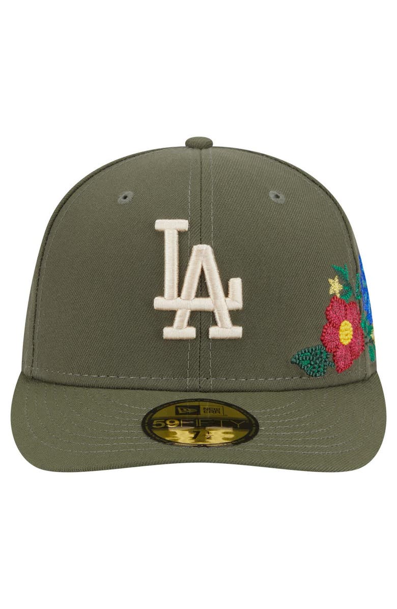 New Era Men's New Era Olive Los Angeles Dodgers Tonal Florals 59FIFTY Fitted Hat, Alternate, color,