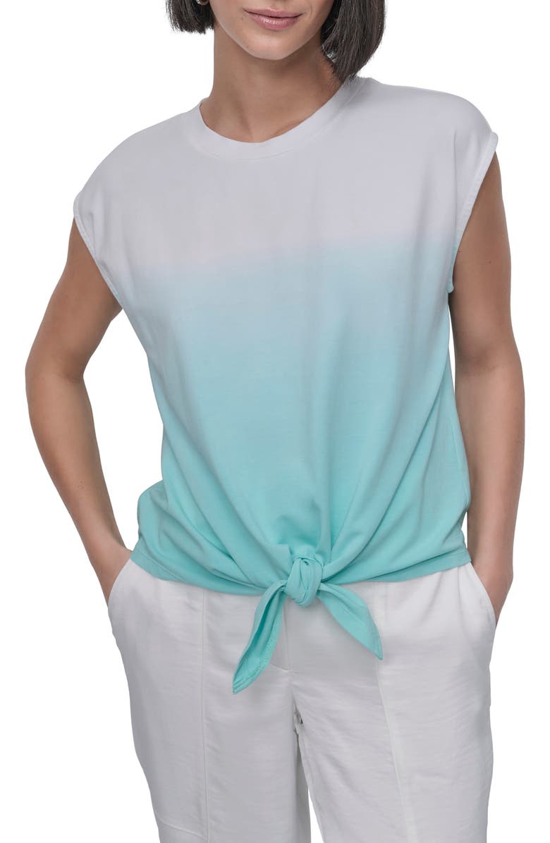 DKNY Dip Dye Tie Front T-Shirt, Main, color, 