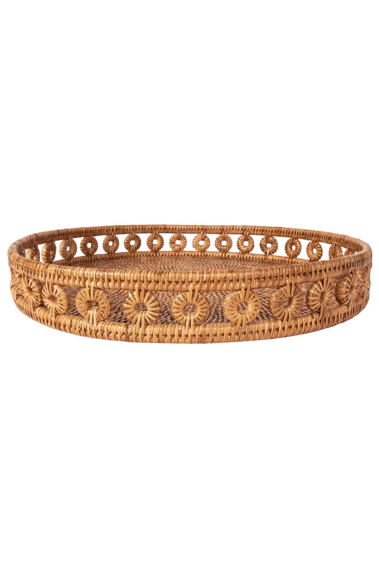 Artifacts Rattan Inna Design Round Tray, Alternate, color, Honey Brown