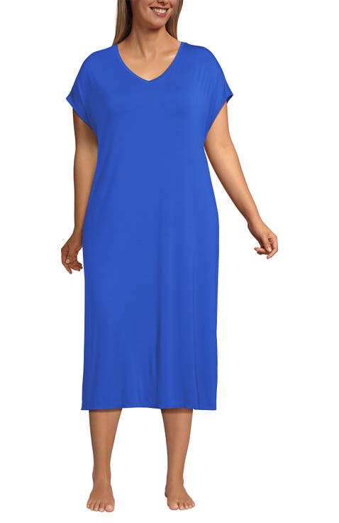 Short Sleeve Cooling Midi Nightgown