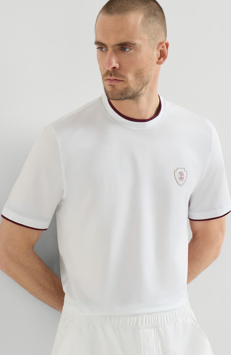 Brunello Cucinelli T-shirt with faux-layering, Alternate, color, White