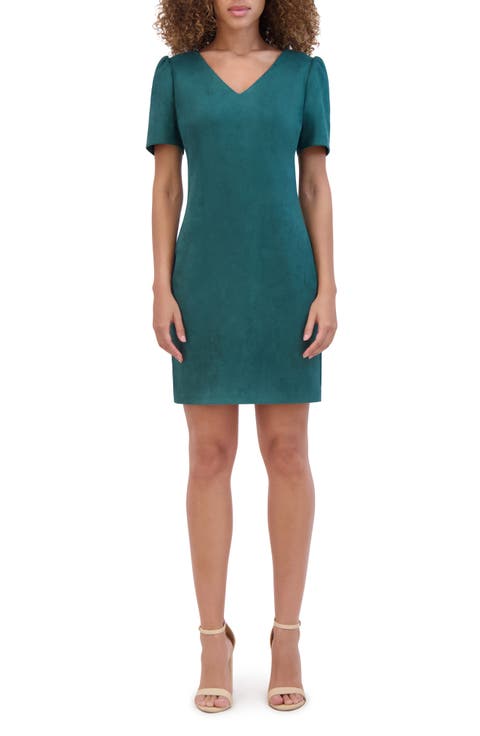 Stretch Faux Suede Shift Minidress