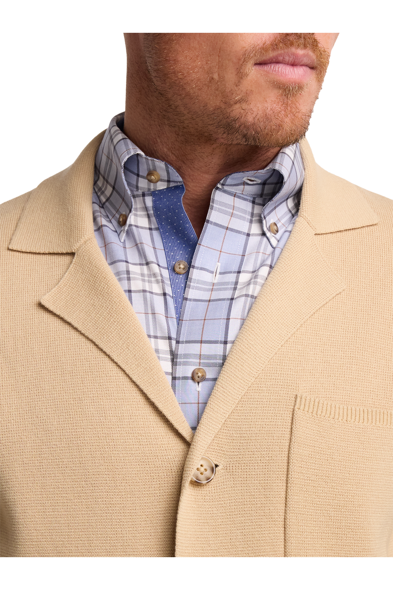 Cotton Notch Lapel Cardigan Sweater, Alternate, color, Tan