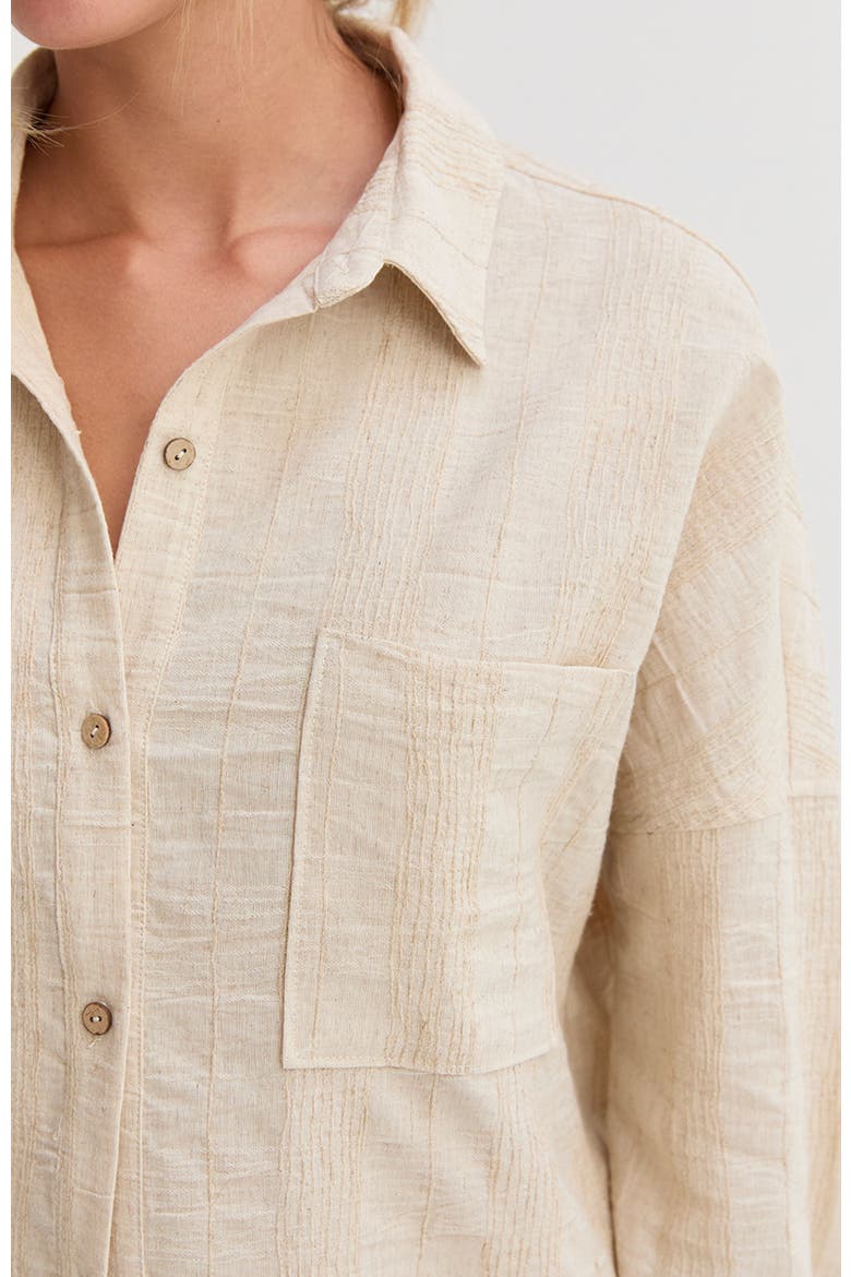 Stripe Textured Linen Shirt, Alternate, color, Oatmeal