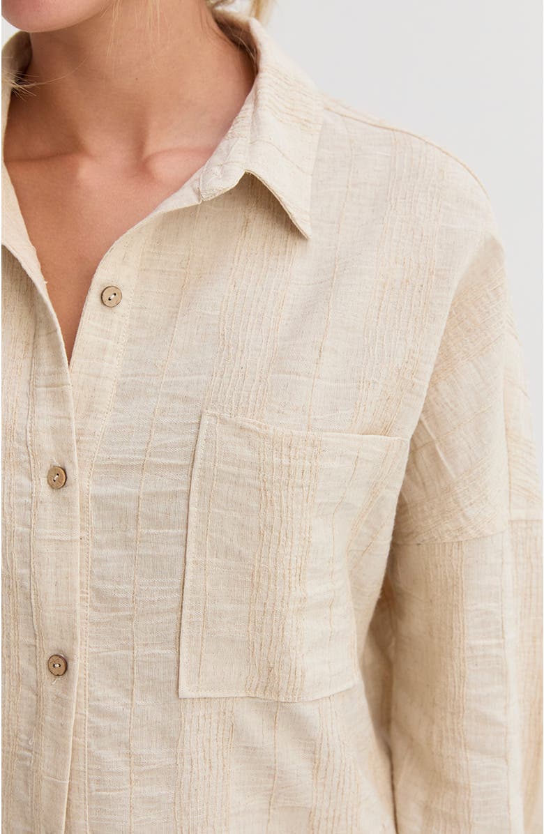 CRESCENT Stripe Textured Linen Shirt, Alternate, color, Oatmeal