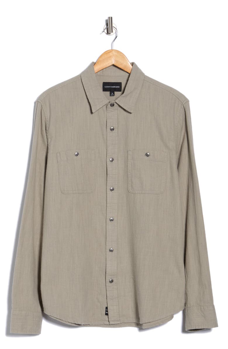 Lucky Brand Mason Slub Twill Button-Up Shirt, Alternate, color, Vintage Khaki Beige
