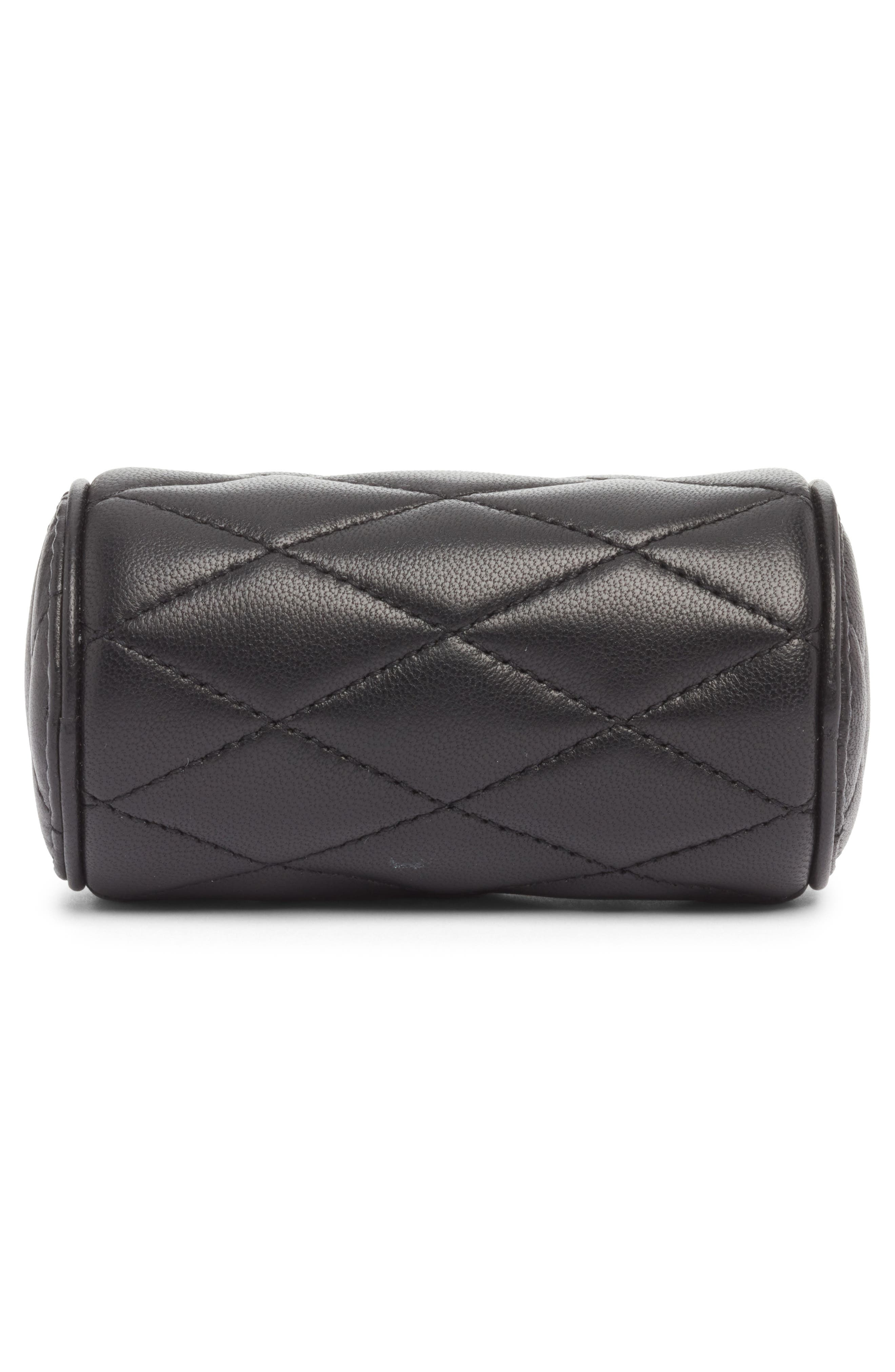 Saint Laurent Micro Sade Quilted Leather Tube Bag, Alternate, color, Noir