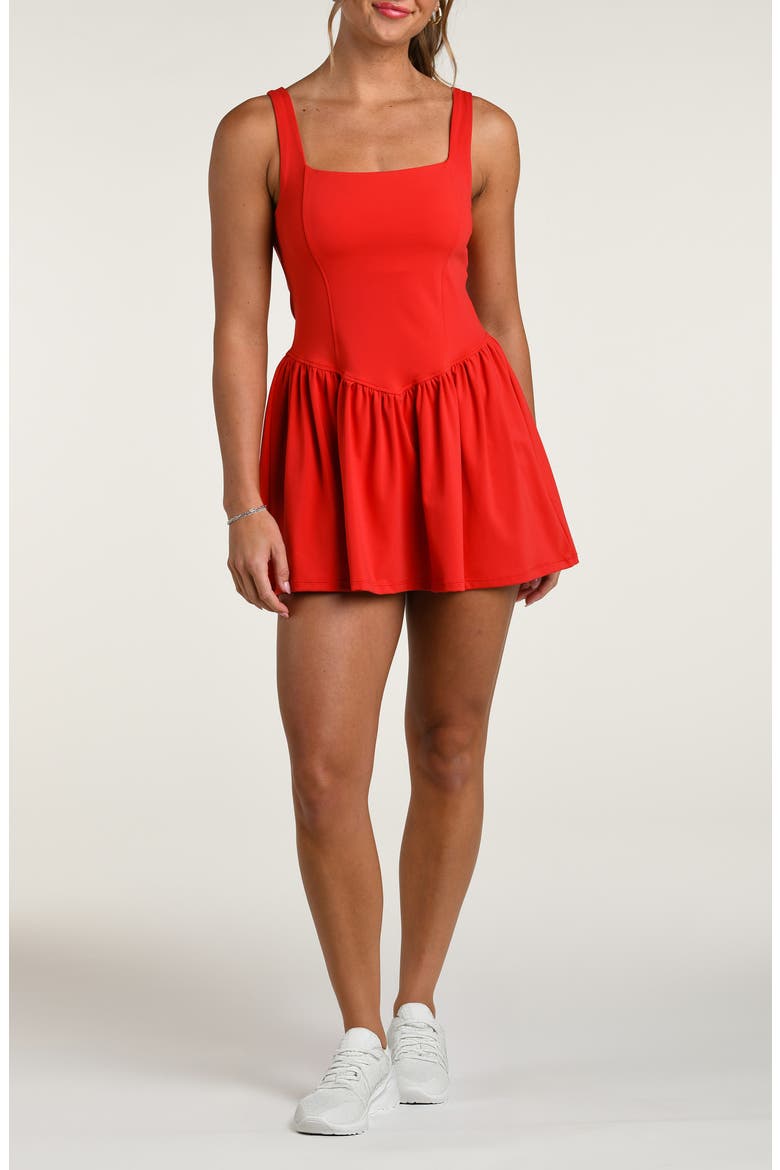 Athletic Square Neck Minidress, Main, color, RUBY