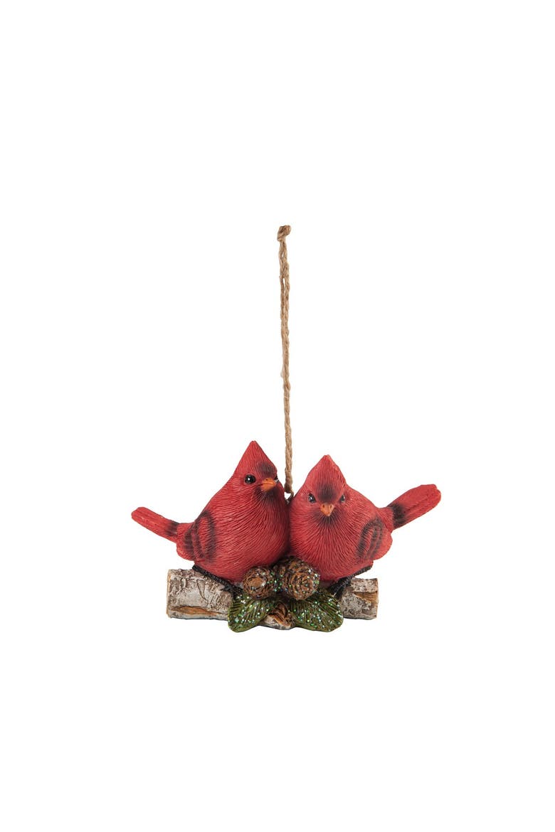 Cardinals On Branch Christmas Xmas Ornament, Main, color, Red