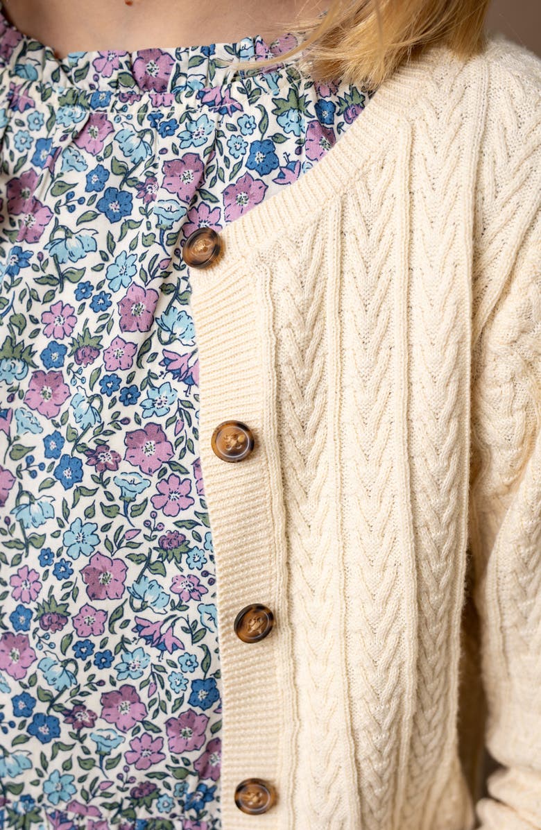 Hope & Henry Baby Girls' Organic Chevron Cable Cardigan, Infant, Alternate, color, Ivory Chevron Cable