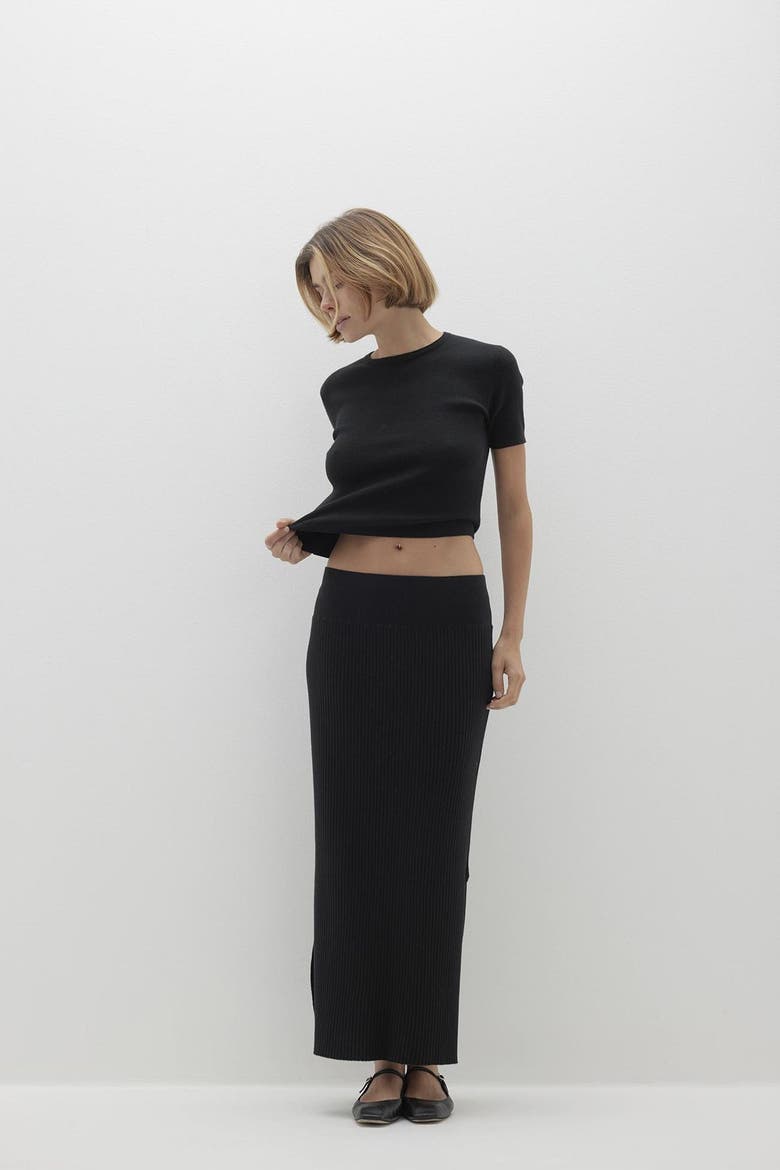 Aubrie Midi Skirt, Alternate, color, Black