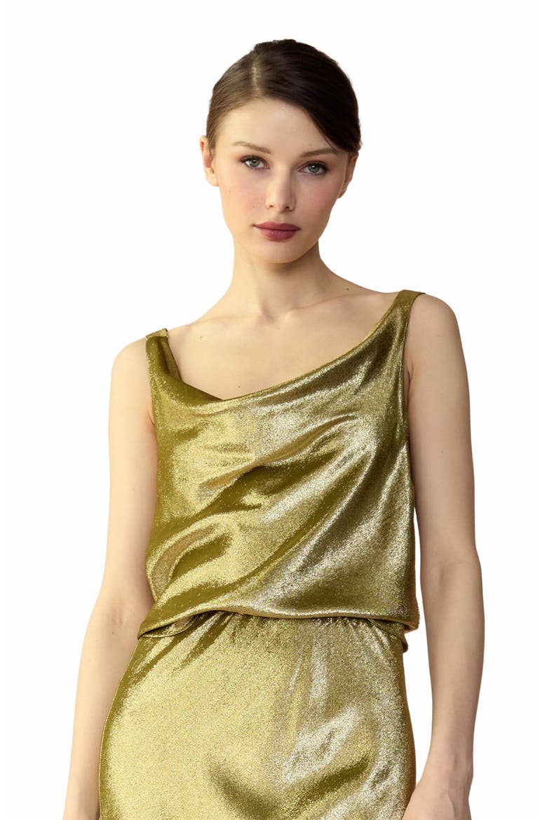 Shimmering Siren Top, Alternate, color, Metallic olive gold