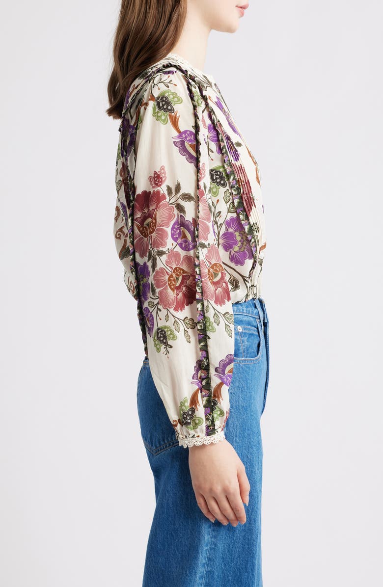 FARM Rio Rococo Floral Lace Trim Blouse, Alternate, color, Rococo Flowers Cream