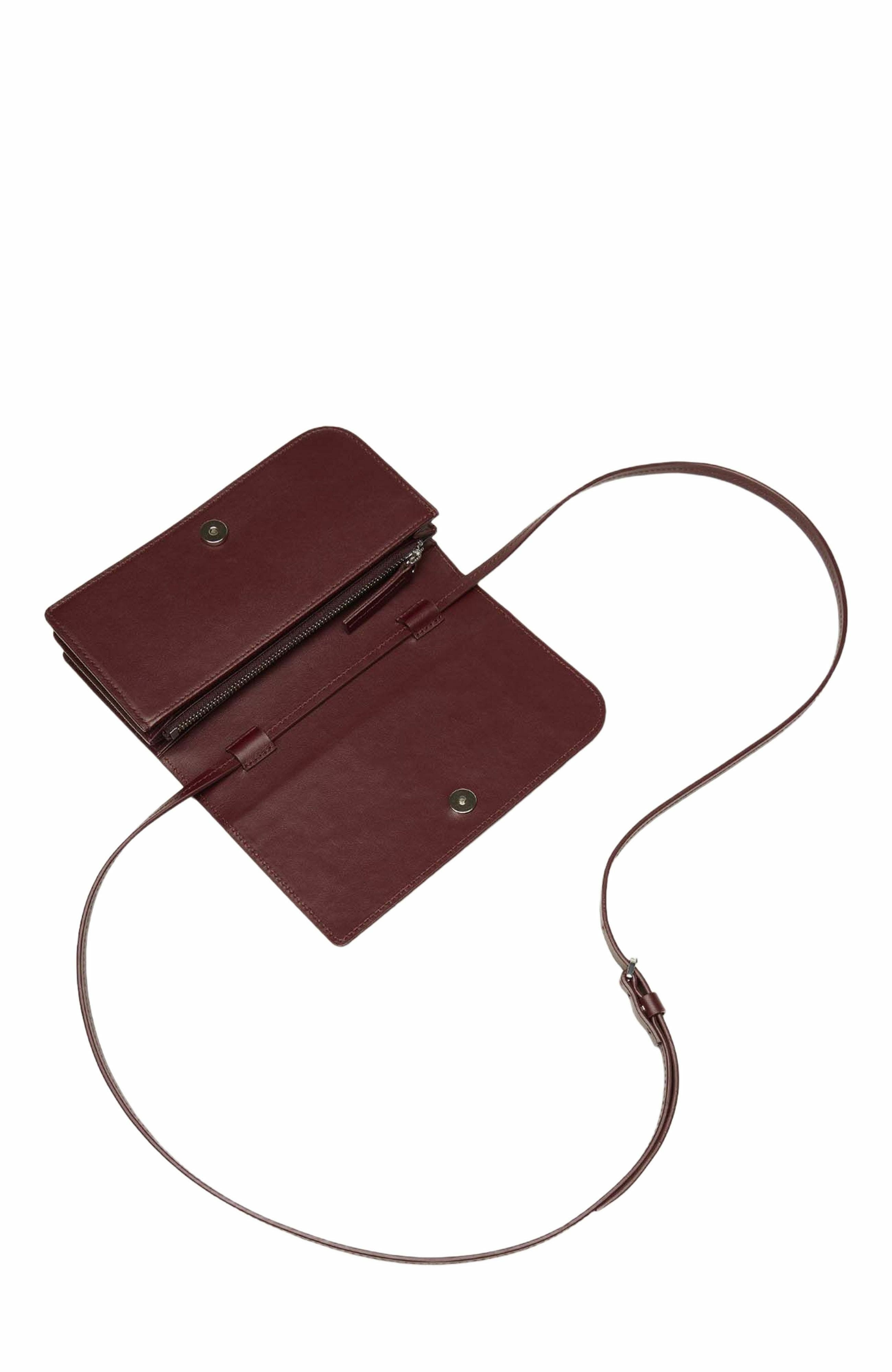 Arch Smooth Leather Wallet On Strap, Alternate, color, Dark Cherry