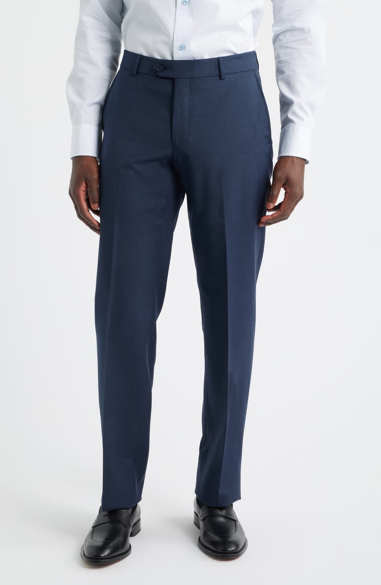 Berle Flat Front Navy Super 120s Wool Dress Pants, Main, color, Navy