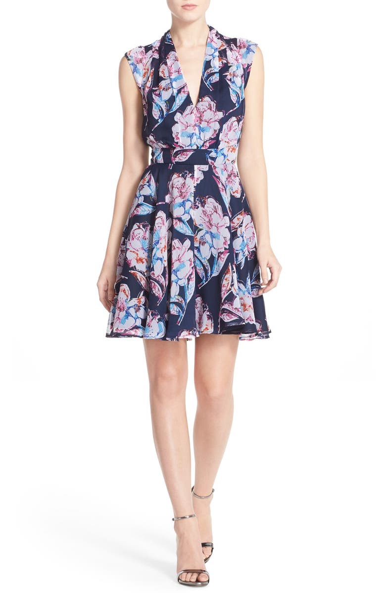 French Connection Print Chiffon Fit & Flare Dress, Alternate, color,
