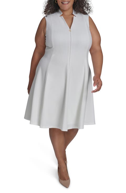 Logo Zip Scuba Crepe Dress (Plus)