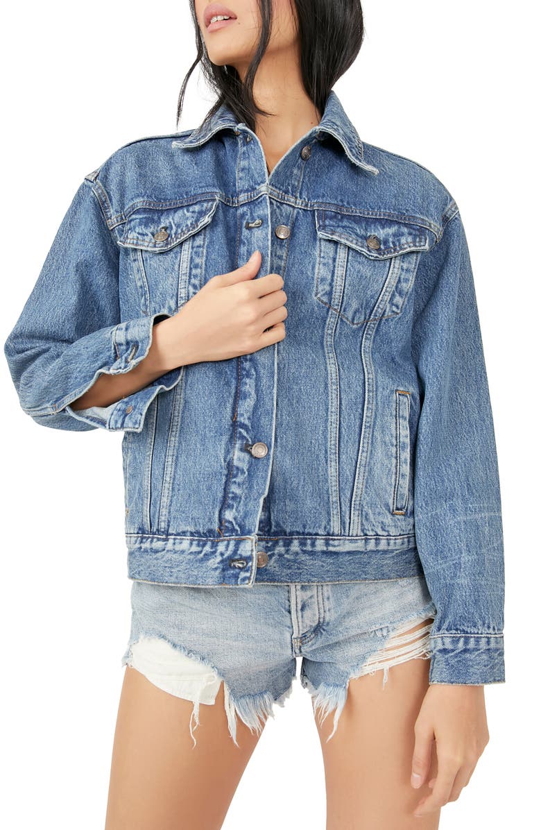 Free People We the Free Jolene Denim Trucker Jacket, Main, color, 