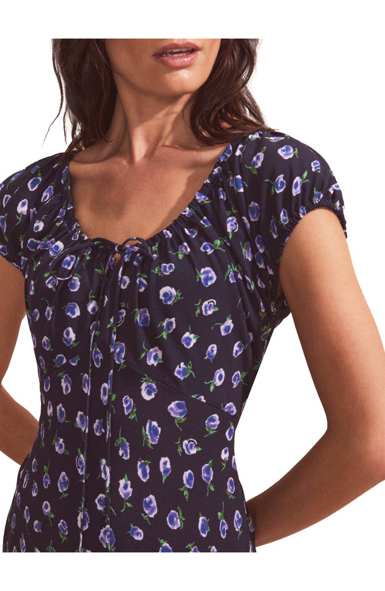 Ro&Zo Gathered Neckline Midi Dress, Alternate, color, Navy