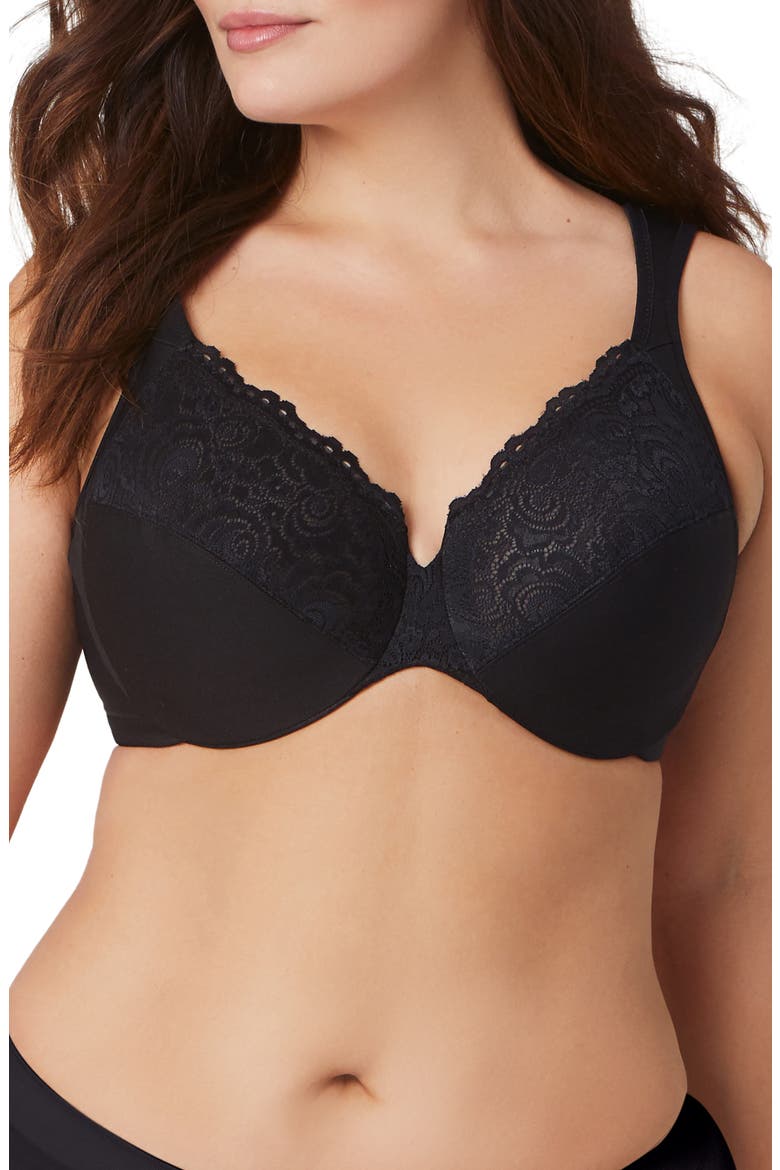 WonderWire® Low Cut Lace Underwire Bra, Main, color, BLACK