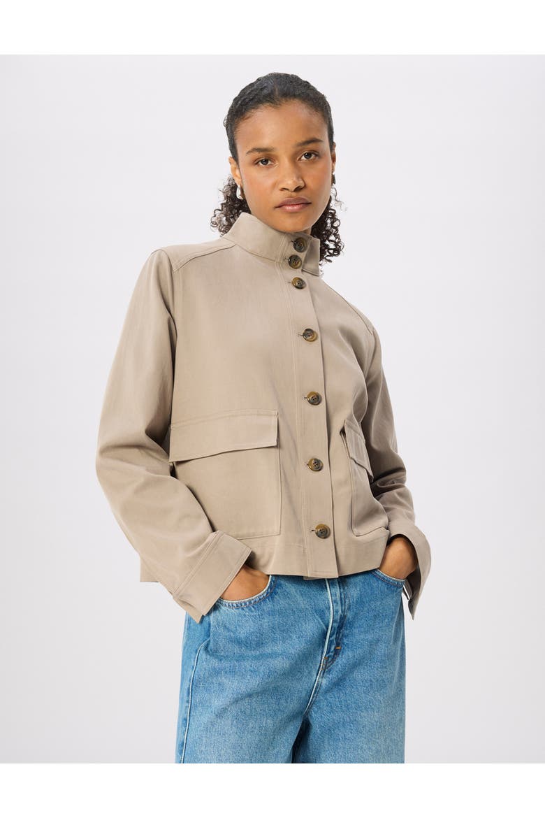 Funnel Neck Cotton Jacket, Main, color, Taupe
