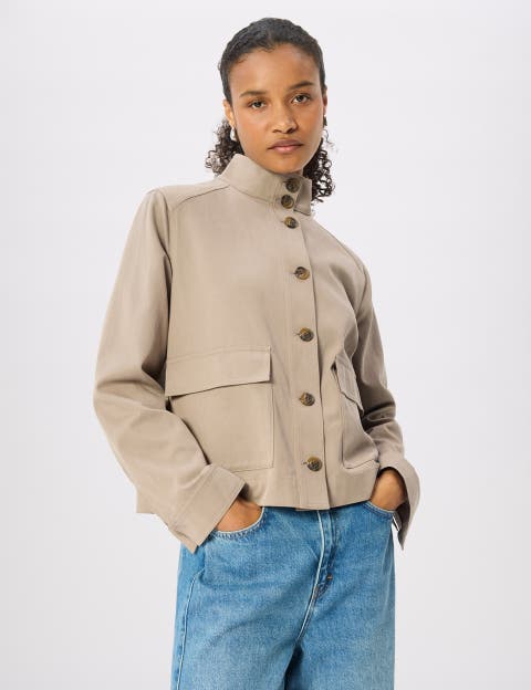 Funnel Neck Cotton Jacket