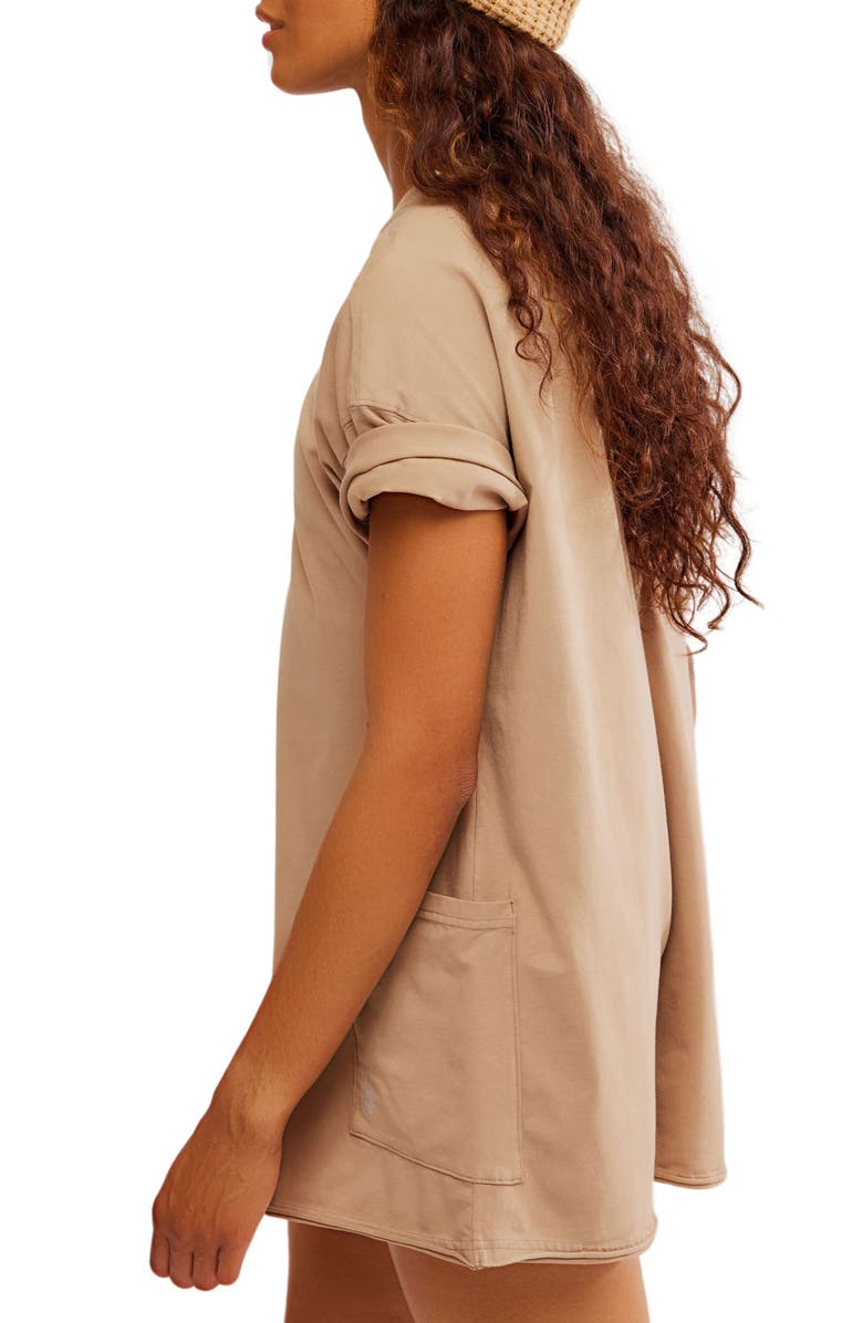 Free People FP Movement Hot Shot T-Shirt Romper, Alternate, color, Mocha Latte