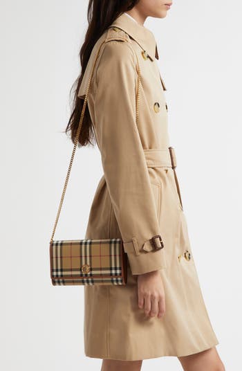 Burberry Hannah Check Coated Canvas Wallet on a Chain