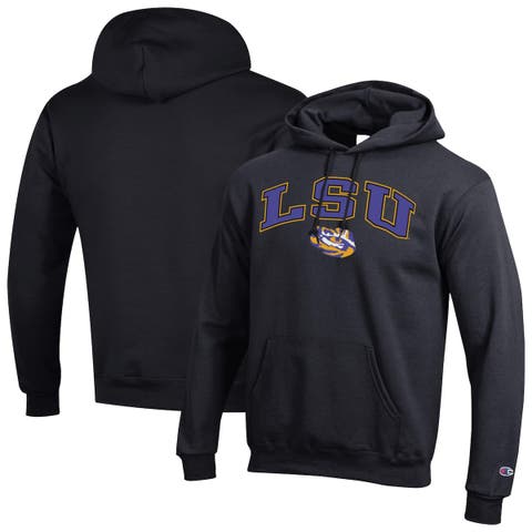 Men's Champion  Black LSU Tigers Arch Over Logo Pullover Hoodie