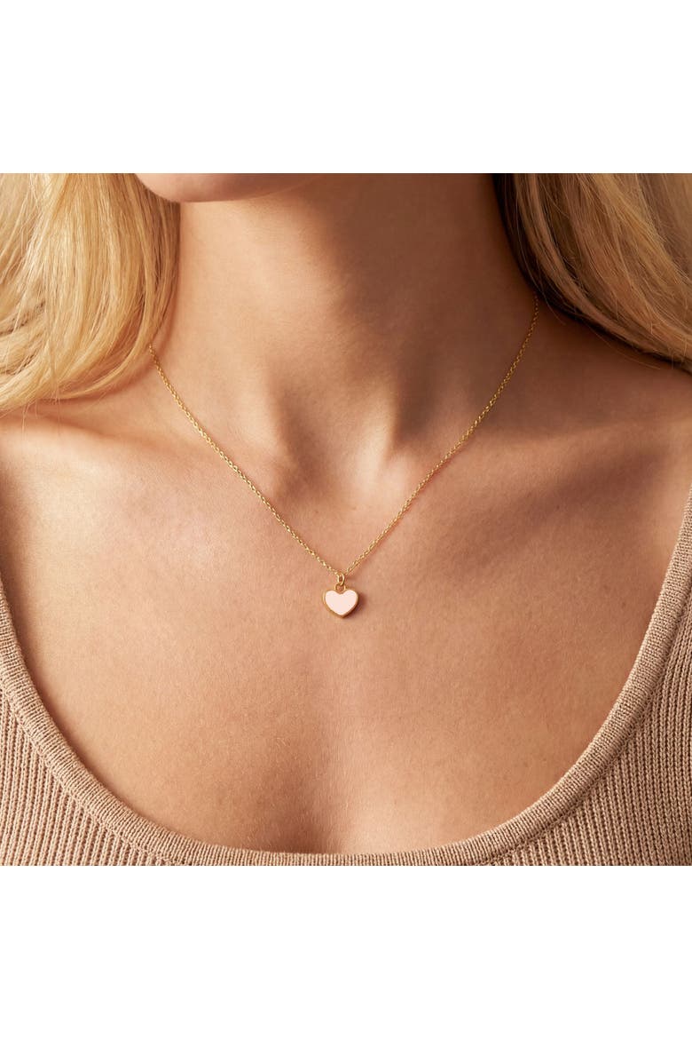 Mini Pink Pearl Single Heart Necklace, Alternate, color, Pink Pearl
