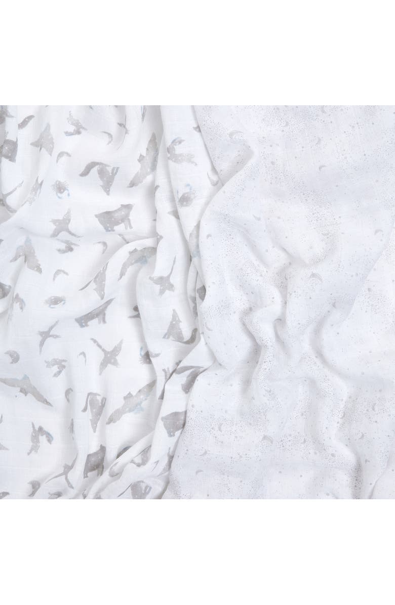 aden + anais Assorted 2-Pack Organic Cotton Muslin Swaddling Cloths, Alternate, color, Map The Stars Grey