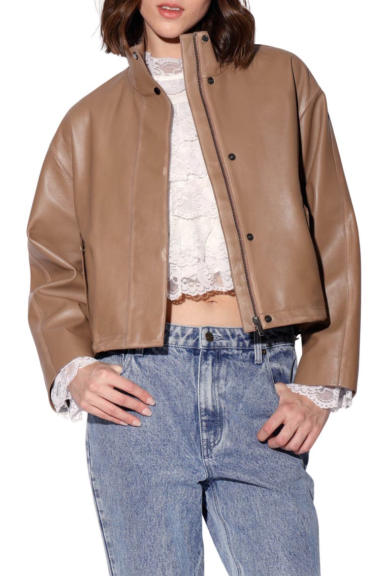 Roman Leather Jacket, Main, color, MOUSSE
