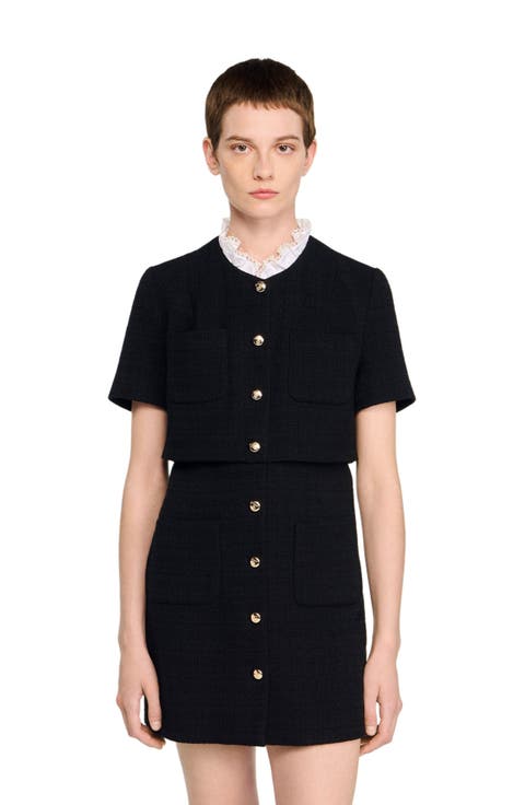 Short dress with detachable collar