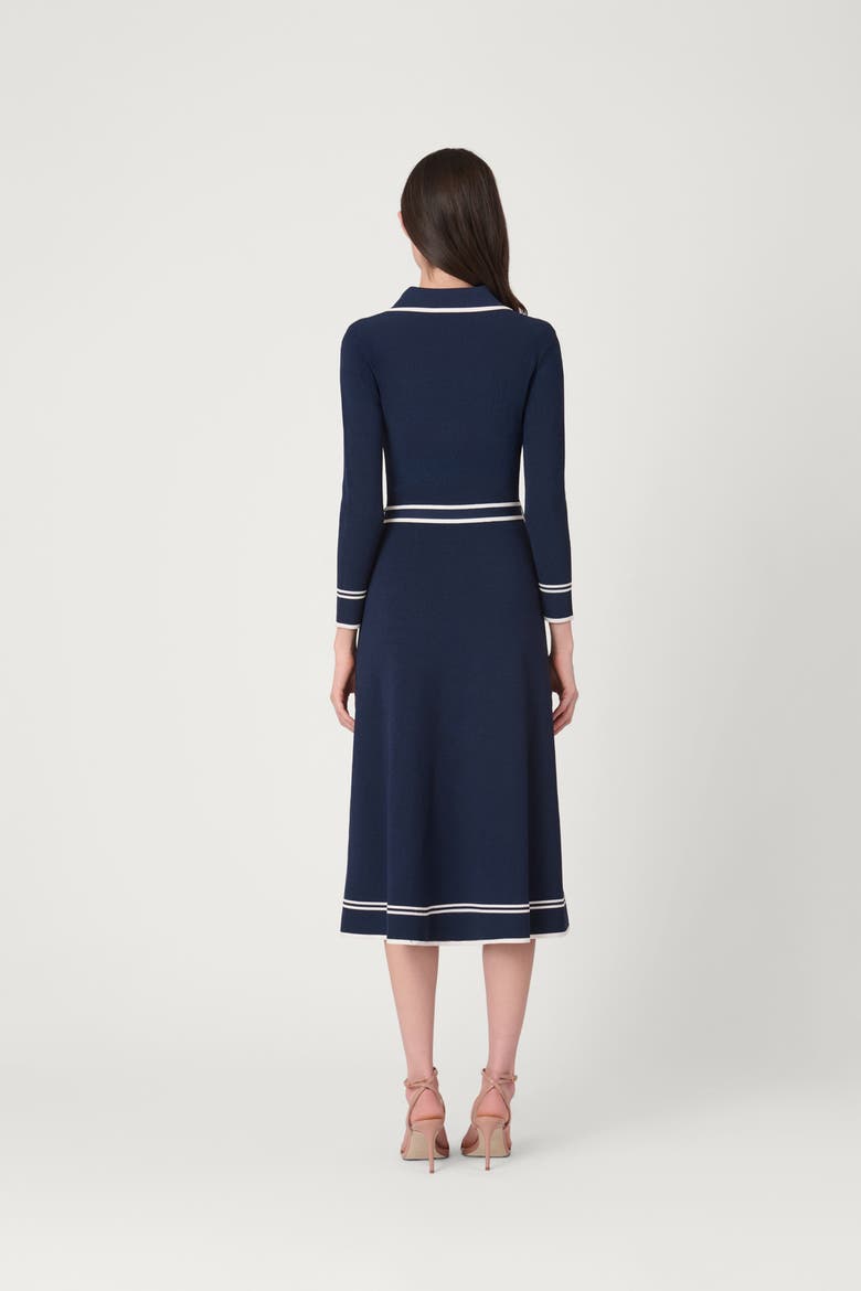 Contrast Border Knit Malia Dress, Alternate, color, Navy/Ivory