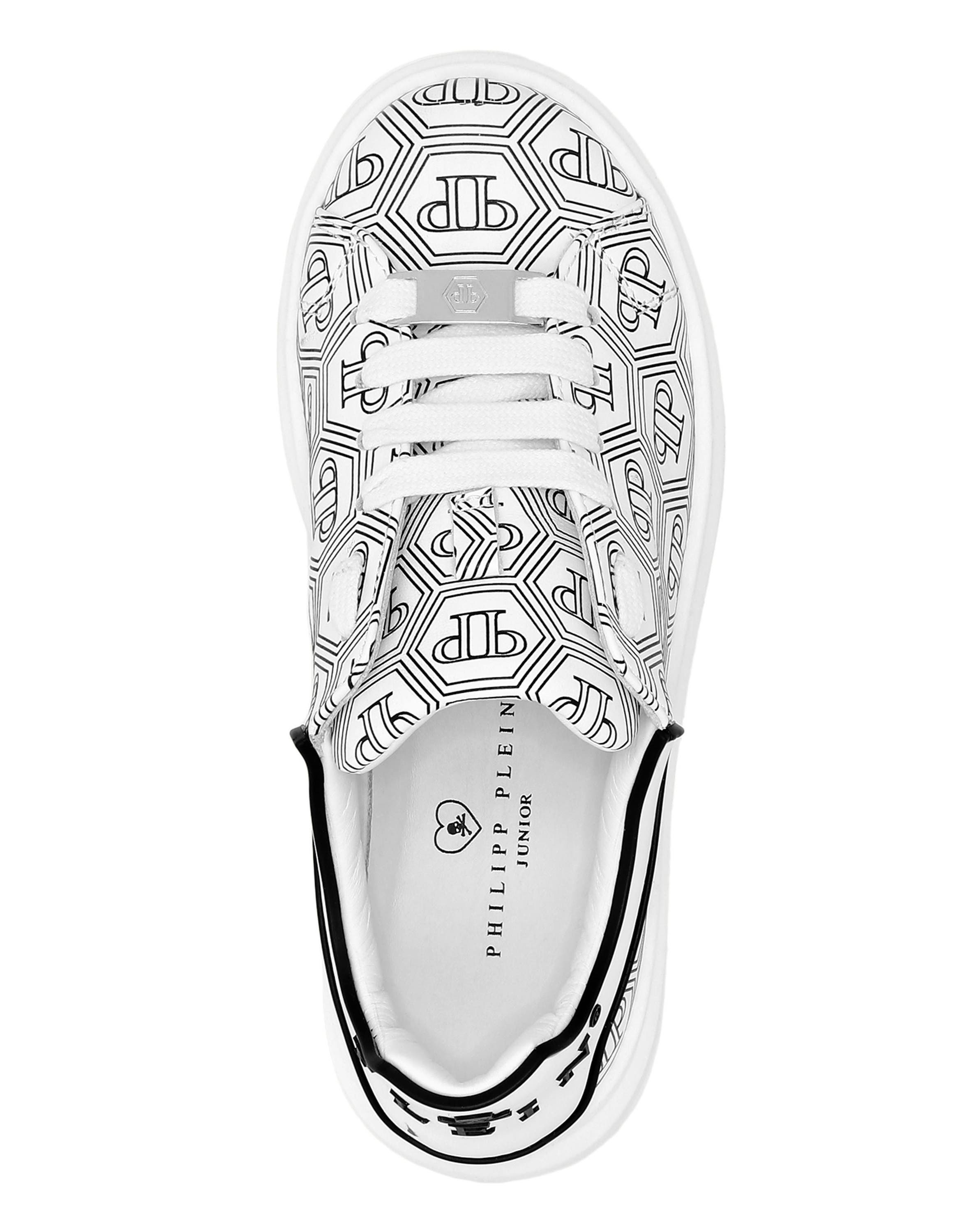 Leather Lo-Top Sneakers Monogram Boy, Alternate, color, white/black